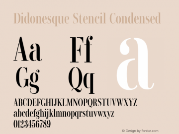 Didonesque Stencil Condensed Version 1.000;PS 001.000;hotconv 1.0.88;makeotf.lib2.5.64775图片样张