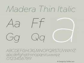 Madera Thin Italic Version 2.01图片样张