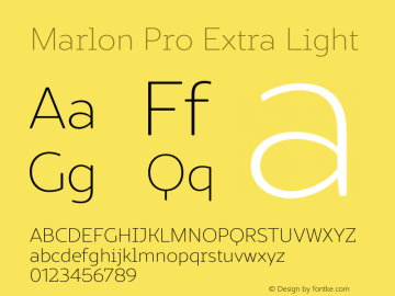 Marlon Pro Extra Light Version 1.000;PS 001.000;hotconv 1.0.88;makeotf.lib2.5.64775图片样张
