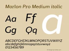 Marlon Pro Medium italic Version 1.001;PS 001.001;hotconv 1.0.88;makeotf.lib2.5.64775图片样张