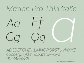 Marlon Pro Thin italic Version 1.001;PS 001.001;hotconv 1.0.88;makeotf.lib2.5.64775图片样张