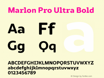 Marlon Pro Ultra Bold Version 1.000;PS 001.000;hotconv 1.0.88;makeotf.lib2.5.64775图片样张