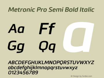 MetronicProSemiBold-Italic Version 2.001图片样张