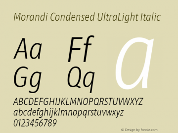 Morandi Cond UltraLight Italic Version 1.22, build 12, s3图片样张