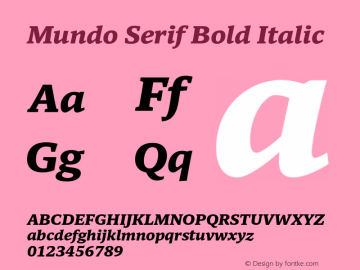 Mundo Serif Bold Italic Version 1.00, build 6, s3图片样张