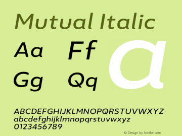 Mutual Italic Version 1.00图片样张