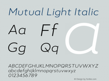 Mutual Light Italic Version 1.00图片样张