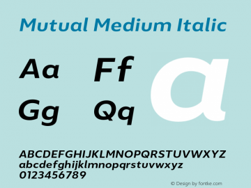 Mutual Medium Italic Version 1.00图片样张