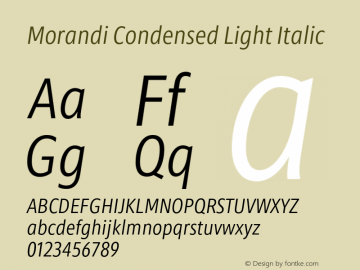 Morandi Cond Light Italic Version 1.22, build 12, s3图片样张