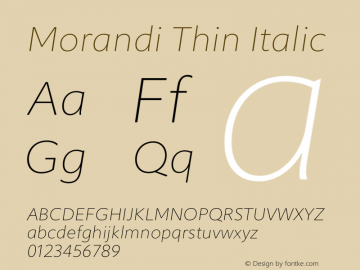 Morandi Thin Italic Version 1.22, build 12, s3图片样张