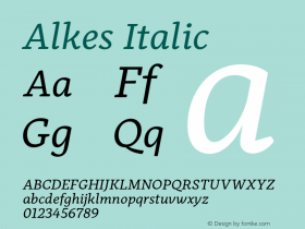 Alkes Regular Italic Version 1.000;hotconv 1.0.109;makeotfexe 2.5.65596图片样张