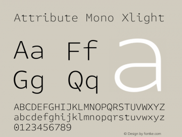 Attribute Mono Xlight Version 7.601, build 1028, FoPs, FL 5.04图片样张