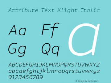 Attribute Text Xlight Italic Version 7.601, build 1028, FoPs, FL 5.04图片样张
