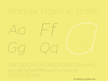 Banjax Hairline Italic Version 1.000;PS 001.000;hotconv 1.0.88;makeotf.lib2.5.64775图片样张