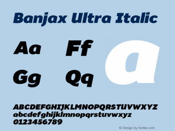 Banjax Ultra Italic Version 1.000;PS 001.000;hotconv 1.0.88;makeotf.lib2.5.64775图片样张