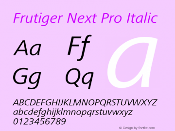 FrutigerNextPro-Italic Version 1.00; 2007图片样张