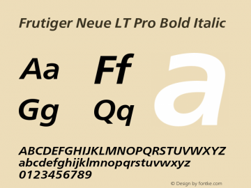 Frutiger Neue LT Pro Bd It Version 2.300图片样张