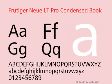 Frutiger Neue LT Pro Cn Book Version 1.00图片样张