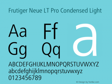 Frutiger Neue LT Pro Cn Light Version 1.00图片样张