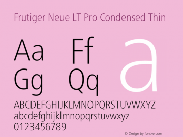 Frutiger Neue LT Pro Cn Thin Version 1.00图片样张