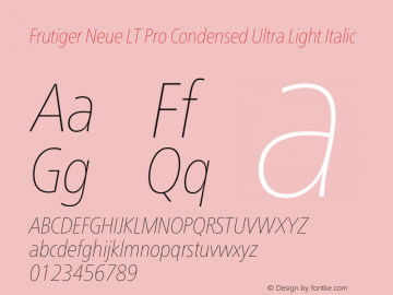 Frutiger Neue LT Pro Cn UltLt Italic Version 1.00图片样张