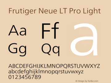 Frutiger Neue LT Pro Lt Version 2.200图片样张