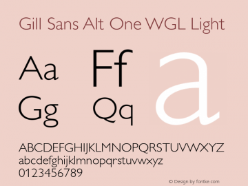 Gill Sans Alt One WGL Light Version 1.00 Build 1000图片样张