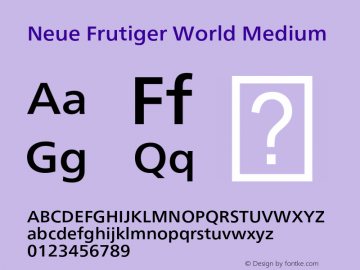 Neue Frutiger World Medium Version 1.01图片样张