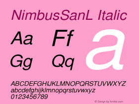 NimbusSanL Italic Version 1.00图片样张