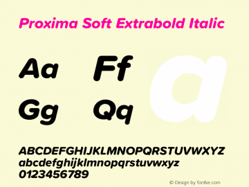 Proxima Soft Extrabold It Version 1.005;PS 001.005;hotconv 1.0.88;makeotf.lib2.5.64775图片样张
