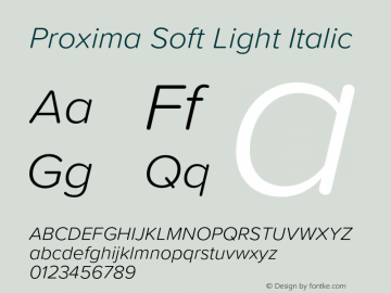 Proxima Soft Light It Version 1.005;PS 001.005;hotconv 1.0.88;makeotf.lib2.5.64775图片样张