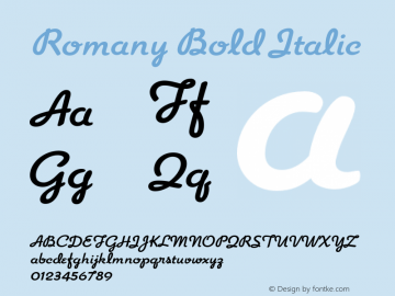 Romany Bold Italic Version 1.15图片样张
