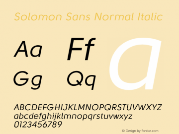 Solomon Sans Normal Italic Version 1.000;PS 001.000;hotconv 1.0.88;makeotf.lib2.5.64775图片样张