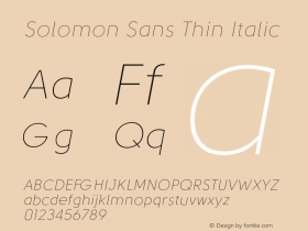 Solomon Sans Thin Italic Version 1.000;PS 001.000;hotconv 1.0.88;makeotf.lib2.5.64775图片样张