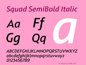 Squad SemiBold Italic Version 1.000;PS 001.000;hotconv 1.0.88;makeotf.lib2.5.64775图片样张