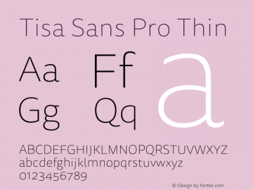 Tisa Sans Pro Thin Version 7.600, build 1027, FoPs, FL 5.04图片样张