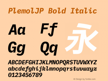 PlemolJP Bold Italic Version 1.2.0 ; ttfautohint (v1.8.3) -l 6 -r 45 -G 200 -x 14 -D latn -f none -a nnn -W -X 