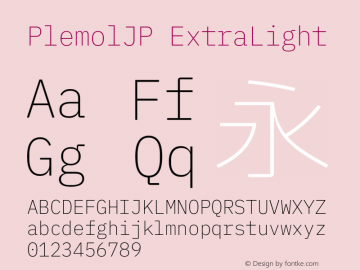 PlemolJP ExtraLight Version 1.2.0 ; ttfautohint (v1.8.3) -l 6 -r 45 -G 200 -x 14 -D latn -f none -m 