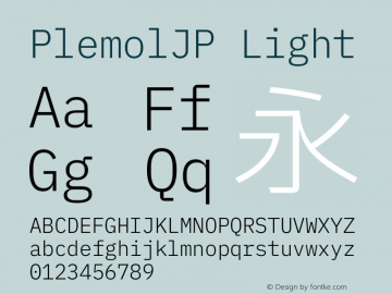 PlemolJP Light Version 1.2.0 ; ttfautohint (v1.8.3) -l 6 -r 45 -G 200 -x 14 -D latn -f none -m 