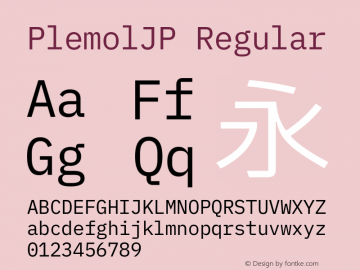 PlemolJP Regular Version 1.2.0 ; ttfautohint (v1.8.3) -l 6 -r 45 -G 200 -x 14 -D latn -f none -m 