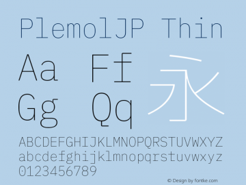 PlemolJP Thin Version 1.2.0 ; ttfautohint (v1.8.3) -l 6 -r 45 -G 200 -x 14 -D latn -f none -m 
