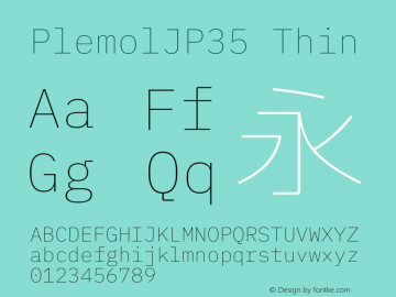 PlemolJP35 Thin Version 1.2.0 ; ttfautohint (v1.8.3) -l 6 -r 45 -G 200 -x 14 -D latn -f none -m 