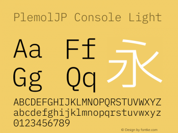 PlemolJP Console Light Version 1.2.0 ; ttfautohint (v1.8.3) -l 6 -r 45 -G 200 -x 14 -D latn -f none -m 