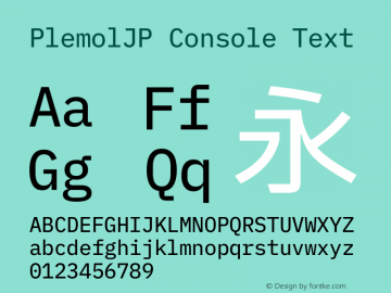 PlemolJP Console Text Version 1.2.0 ; ttfautohint (v1.8.3) -l 6 -r 45 -G 200 -x 14 -D latn -f none -m 