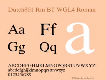 Dutch801 Rm BT WGL4 Version 2.01 Bitstream WGL4 Set图片样张