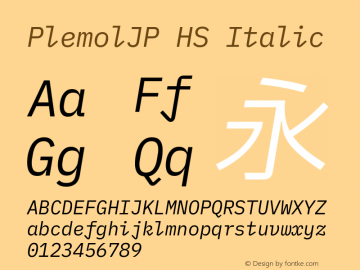 PlemolJP HS Italic Version 1.2.0 ; ttfautohint (v1.8.3) -l 6 -r 45 -G 200 -x 14 -D latn -f none -a nnn -W -X 