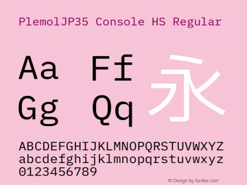 PlemolJP35 Console HS Regular Version 1.2.0 ; ttfautohint (v1.8.3) -l 6 -r 45 -G 200 -x 14 -D latn -f none -m 