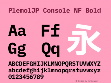 PlemolJP Console NF Bold Version 1.2.0 ; ttfautohint (v1.8.3) -l 6 -r 45 -G 200 -x 14 -D latn -f none -m 