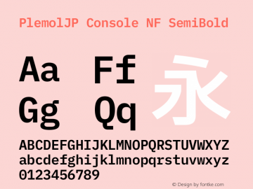 PlemolJP Console NF SemiBold Version 1.2.0 ; ttfautohint (v1.8.3) -l 6 -r 45 -G 200 -x 14 -D latn -f none -m 