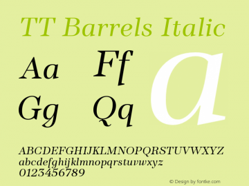 TT Barrels Italic Version 1.000图片样张